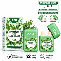 Inhalateur Nasal à l'Arôme Frais de Romarin, Double Bouchon Rabattable, Stick de Poche Vert aux Herbes, Fourniture de Bureau pour le Bien-être d'Entreprise, OEM