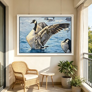 <span class=keywords><strong>Peinture</strong></span> à l'huile artisanale d'<span class=keywords><strong>oie</strong></span> du Canada sur toile avec cadre, imperméable et écologique, grande œuvre d'art murale pour hôtel et salon - Product Image 6
