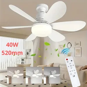 שלט רחוק שליטה רוח גבוהה רוח חשמל מאוורר אור עבור סלון e27 בסיס 40w צבעוני הוביל תקרה מאוורר אור עבור חדר שינה - Product Image 2
