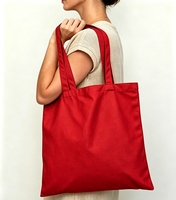 Sacs de courses en toile de coton rouge recyclables personnalisés en gros avec poignée d'épaule, portables, multicolores, pour épicerie et cadeaux, en stock