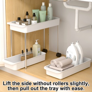 2 Tier Slide Out Sink Shelf Cabinet Storage Shelves for Kitchen Bathroom <b>Under</b> Sink Organizer, Pull Out Cabinet Organizer - Product Image 5