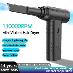 Mini-sèche-cheveux puissant 130000 tr/min, moteur sans balais sans fil, dépoussiéreur portable pour voiture et usage domestique - Product Image 1