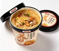 Instant Chicken Soup Rice Noodles Bucket 5 Mins Hot Water Soak With Meatball Bamboo Shoot Vegetable Sachets