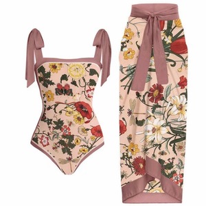 <span class=keywords><strong>Maillot</strong></span> <span class=keywords><strong>de</strong></span> <span class=keywords><strong>bain</strong></span> une pièce conservateur imprimé floral avec tissu élastique ajustable en Spandex/Polyester – Ensemble robe <span class=keywords><strong>de</strong></span> plage - Product Image 2