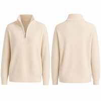 Pull en cachemire pour femme, 100% cachemire, col demi-zip, tricot côtelé, fabricants de pulls, pull doux, chaud et luxueux pour femme