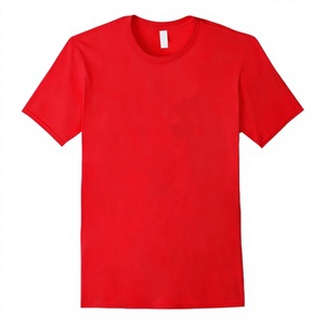 Camiseta Roja Sólida para Hombre, Manga Corta, Cuello Redondo, 100% Algodón Jersey, Corte Regular, Transpirable, Informal, Lisa, Estilo Urbano - Product Image 1