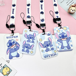 Cute Cartoon stitched ID Bus Name Card Holder with Neck Lanyard Pendant Anti-Lost Cover Lanyard Wholesale Nylon Lanyard