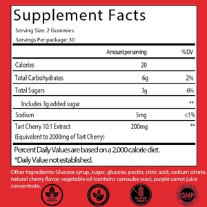Gomitas de Cereza Ácida OEM/ODM, Gran Venta, Apoyo para la Recuperación de Articulaciones y Músculos, Extracto de Jugo Crudo Antioxidante, 60 Unidades - Product Image 2
