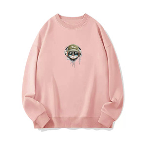 เสื้อสเวตเชิ้ตแขนยาวคอวีผ้าฟลีซสีชมพูแบบสวมใส่สบายเป็นมิตรกับสิ่งแวดล้อม สีพื้น ทรงโอเวอร์ไซส์ สำหรับฤดูใบไม้ผลิ สไตล์ลำลองสำหรับผู้หญิง รับผลิตแบบ OEM - Product Image 1