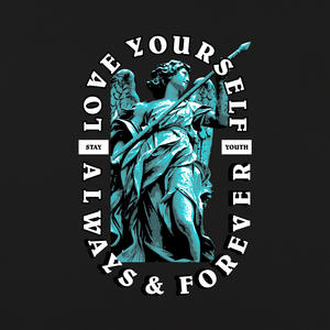 Camiseta Negra Unisex con Estampado de Ángel, Serigrafiada, 100% Algodón, Transpirable, Corte Holgado, Diseño Simple, Ropa Casual Q126 - Product Image 1