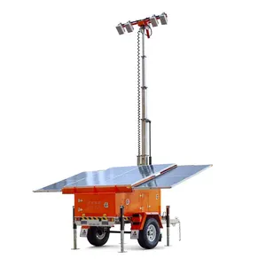 Power Solar Light Tower Hydraulic Mast Led Lights Retractable Solar Panels