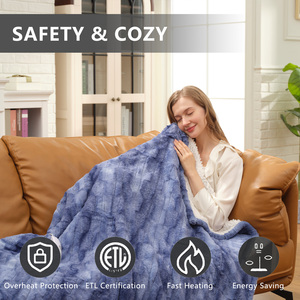 Manta Eléctrica de Lujo para el Invierno, con Control de Temperatura, Hecha a Mano con Piel de Conejo y Sherpa - Product Image 2