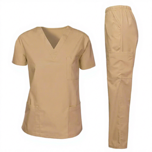 Service de personnalisation OEM, Vente chaude : Ensembles d'uniformes médicaux pour infirmières en polyester/rayonne tissée, thermocollés sans couture, unisexe, avec poche à aiguilles - Product Image 1