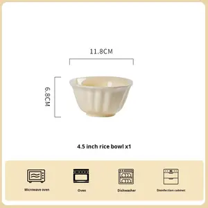Moderno diseño de lujo crema bajo vidriado arco de arroz de cerámica plato de pescado sopa tazón de fideos juego de platos frescos para uso doméstico - Product Image 6