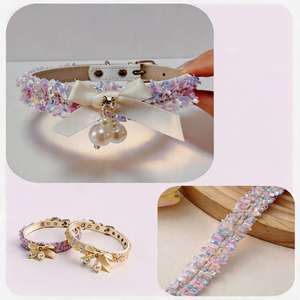 Collar Ajustable con Lazo Estilo Princesa para Perros y Gatos - Multicolor, Resistente a Mordidas, Collar de PU para Mascotas - Product Image 1