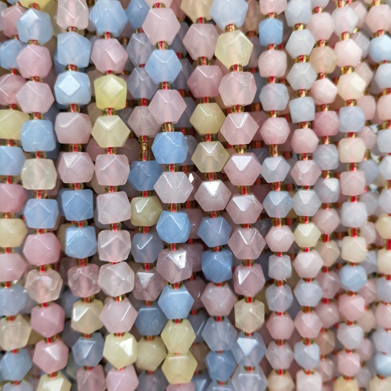 Wholesale 6mm 8mm Gemstone Natural Stone Beads Star Polygon Cut Crystal Quartz Morganite Loose Beads for DIY Jewelry Making