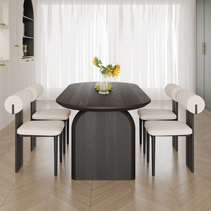 Set Tavolo da Pranzo in Legno Massello Design <span class=keywords><strong>Vintage</strong></span> Francese Nero Bianco Grigio Tavolo e Sedie da <span class=keywords><strong>Cucina</strong></span> per Piccoli Spazi Domestici - Product Image 1