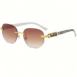 Gafas de Sol Cuadradas Sin Montura con Lentes Transparentes Degradados en Tonos Oceánicos, Estilo Retro 2021 para Hombre y Mujer, Protección UV400, Gafas de Sol Poligonales - Product Image 5