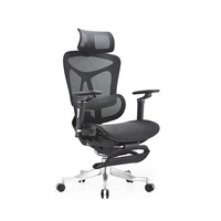 Chaise de bureau ergonomique moderne avec dossier en maille 5D réglable, repose-pieds et base pivotante en aluminium