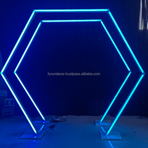 La decoración de canal de arco de color de hierro forjado hexagonal LED de FURUN se utiliza para la decoración de vacaciones de fiesta de boda. - Product Image 1