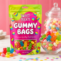 Nouveaux sacs personnalisés pour bonbons, sachets d'emballage refermables en aluminium de qualité alimentaire, pochettes Mylar autoportantes avec fenêtre