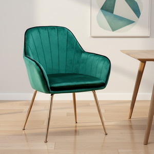 Chaises de salle à manger modernes, marron et blanc, <span class=keywords><strong>chaise</strong></span> de salle à manger en velours tufté, pieds chromés, vert, Fabrica De Cadeiras Estofadas - Product Image 1