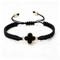 Bracelets en macramé faits main, ajustables, pour femmes et filles, avec un trèfle à quatre feuilles porte-bonheur