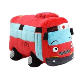 Cartoon cheap cute red plush toy bus LOW MOQ custom soft stuffed bus plush toy