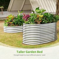 Kit de jardinière surélevée robuste en métal galvanisé 8x4x3 pieds, ovale, pour plantes à racines profondes, légumes, fleurs, herbes, grande taille
