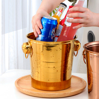Seau à champagne 3L en acier inoxydable, couleur personnalisée OEM, refroidisseur de vin, refroidisseur de boissons, bac à glace avec poignées de transport pour bar et restaurant