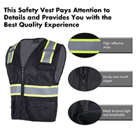 Vêtements de haute visibilité Ansi, veste de sécurité réfléchissante noire personnalisée avec logo en maille
