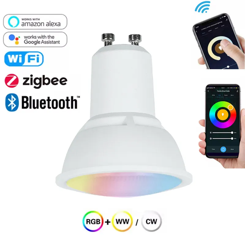 Vertex wifi alexa tuya anti glare led light gu10 lamp dimmable rgb cob zigbee gu10 smart led bulb