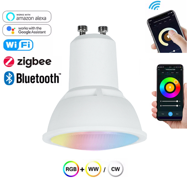 Vertex Wifi Smart Bulb Alexa Tuya Anti Glare Gu10 LED Light Lamp Dimmable Rgb Zigbee Gu10 Smart Led Bulb