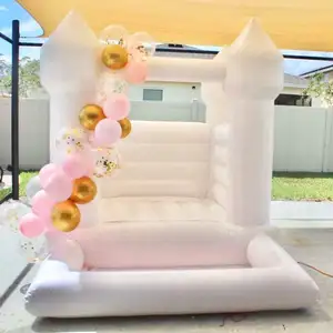 Mini Inflatable With Ball Pit Pool White Bounce House With Slide 13ft White Themed Bounce House White Inflatable Bounce House