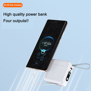 Batterie externe 10000 mAh avec charge rapide Pd20W Qc3.0, affichage LED, prise murale intégrée, 2 câbles de sortie, matériau ABS, portable pour iPhone - Product Image 5