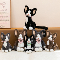 Peluche chat Devon Rex personnalisée avec logo, fourrure bouclée, grandes oreilles, poupée en peluche, bandana, rembourrage en coton PP, tailles personnalisées, vente en gros