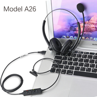 Casque USB professionnel avec microphone pour centre d'appels, casque antibruit avec contrôle du volume pour ordinateur