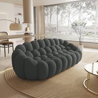 Canapé moderne en tissu tricoté 3D incurvé rond 3 places, pas d'assemblage requis, pour salon ou bureau