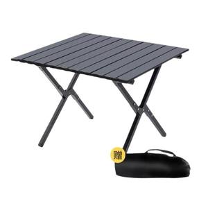 Table pliante d'extérieur carrée en aluminium avec base croisée, portable, pour le camping et les pique-niques, avec sac de transport - Product Image 1
