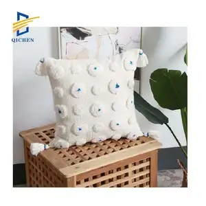 Inner mor Modern Dot Pattern 45x45cm Beige Weiß Home Decor Boho Kissen mit Quasten Baumwolle Stickerei Kissen bezug