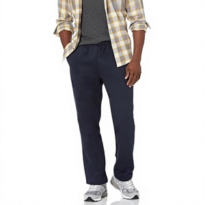 Pantalones Deportivos de Felpa para Hombre, Color Azul Marino, con Cintura Elástica y Dobladillo Abierto, Pantalones Casuales para Gimnasio - Product Image 1
