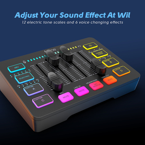 การ์ดเสียงมิกเซอร์เสียงสำหรับเดสก์ท็อป พร้อมไมโครโฟนคอนเดนเซอร์แบบ USB ตัดเสียงรบกวน และดีไซน์พกพาสำหรับใช้งานในสตูดิโอ - Product Image 5