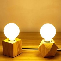 Support de lampe de table en bois standard européen E27 avec interrupteur et prise, base en forme de diamant FX-50 110-220V