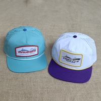 Casquette Snapback 5 Panneaux à Visière Plate avec Corde, Logo Tissé Personnalisé, Trous Découpés au Laser, Séchage Rapide, en Nylon, pour Pêche en Extérieur – Vente Chaude en Gros
