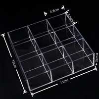 Organisateur en acrylique transparent à 9 compartiments, boîte de présentation et de rangement multifonction pour bijoux, timbres et perles