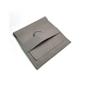 Custom Logo Suede Leather Envelope Jewelry Pouch Gift Packing Bag With Flap