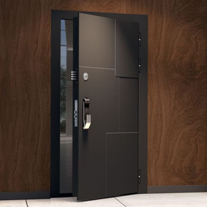 Puerta de Seguridad Principal de Estilo Moderno Americano OUNA, Puerta de Entrada de Metal y Aluminio, Puerta Exterior Negra para Casa o Villa - Product Image 1