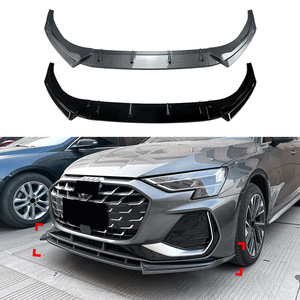 Audi A3 8Y Front Bumper Lip Splitter Piano Black Carbon Fiber Texture 2025+ ABS Retrofit Upgrade Part - Product Image 1