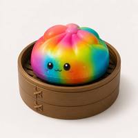 Vente en gros de jouets anti-stress en mousse PU à rebond lent, en forme de boulette arc-en-ciel de 9 cm, assortis, pour enfants, marque OEM JK