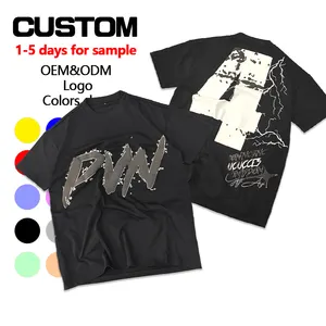 YSJY clothing manufacturers custom large print tshirt high quality shirt black heavy weight puff print for men